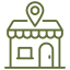 Pictogramme d'une boutique avec une pine sur le dessus de la boutique
