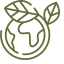 pictogramme de la planète terre entouré d'une branche avec des feuilles